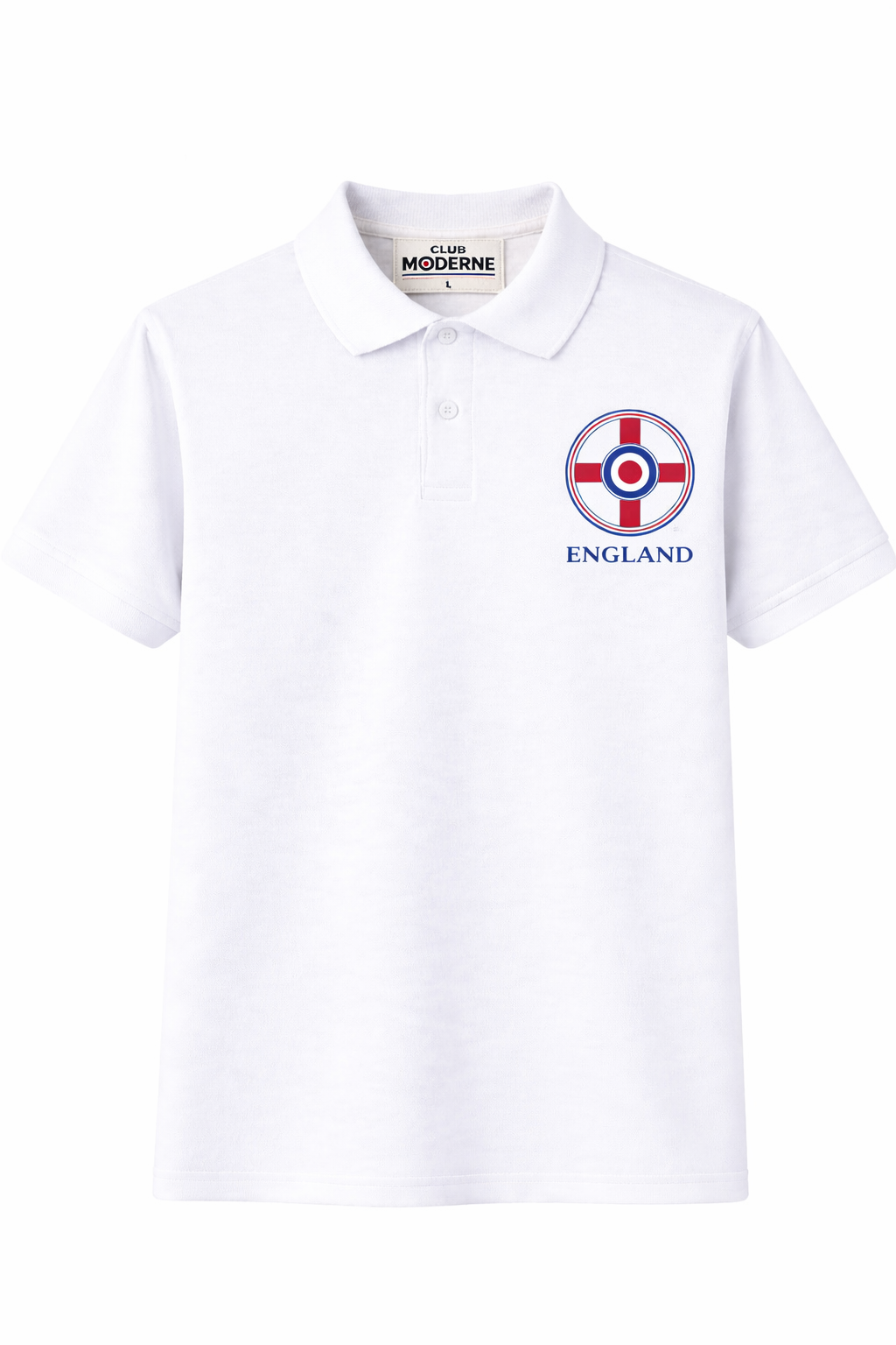 England White Polo Shirt Crest