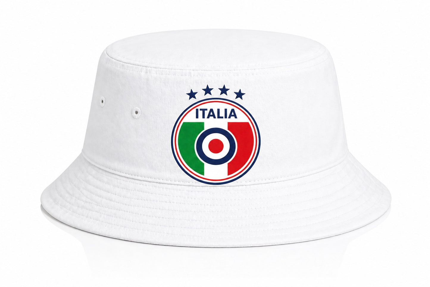 Italia White Bucket Hat Crest