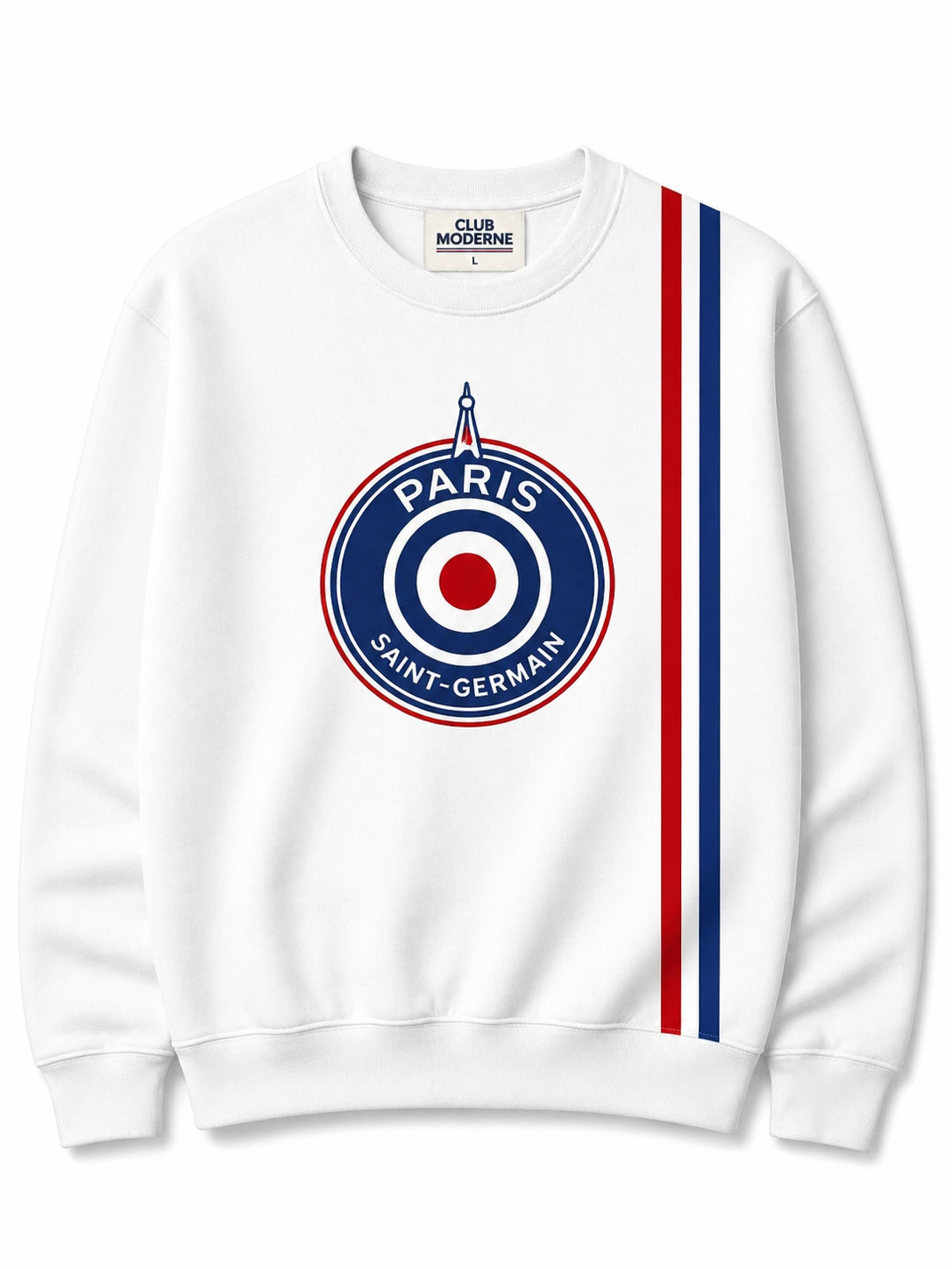 Paris Saint-Germain Tricolour White Sweatshirt Crest