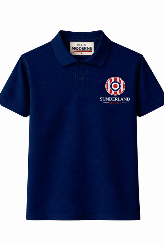 Sunderland Navy Blue Polo Shirt Crest