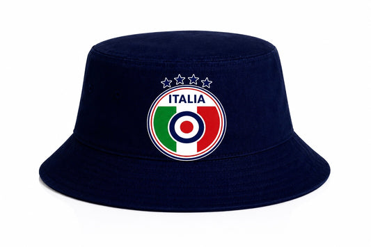 Italia Navy Blue Bucket Hat Crest