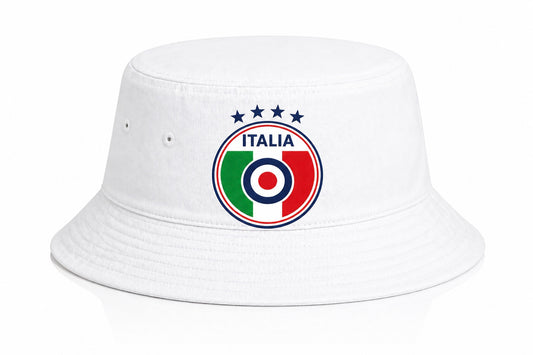 Italia White Bucket Hat Crest
