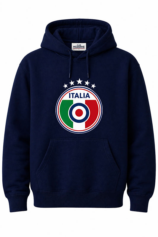 Italia Navy Hoodie Crest