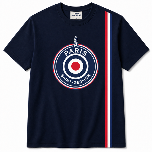 Paris Saint-Germain Tricolour Side Navy T-shirt Crest