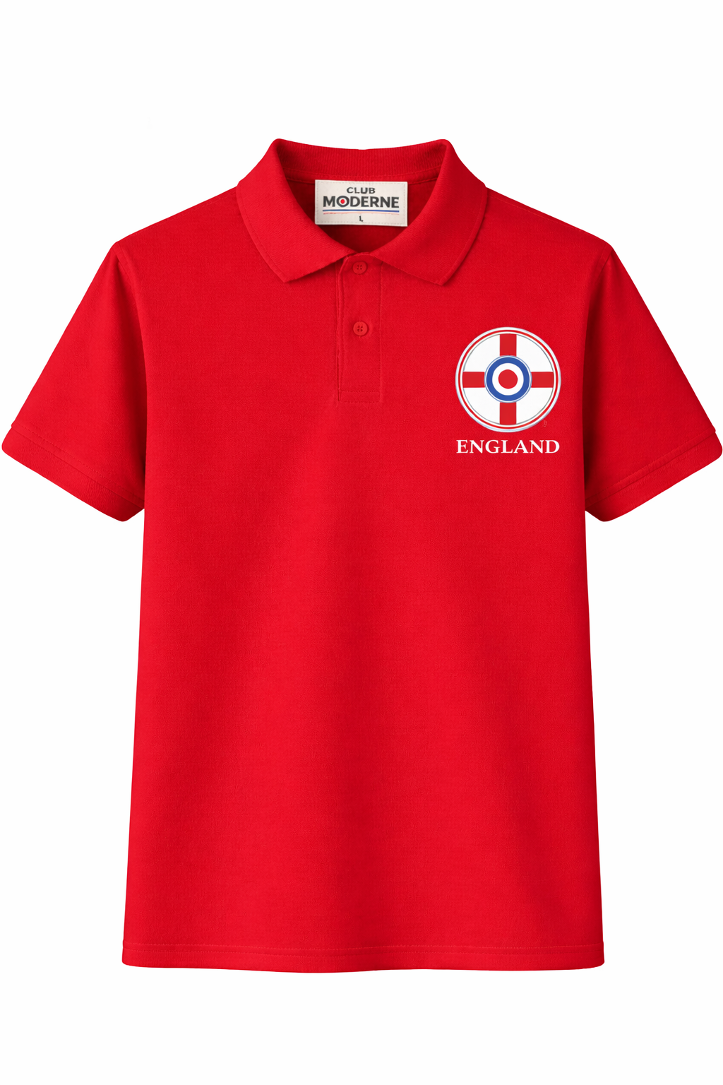 England Red Polo Shirt Crest