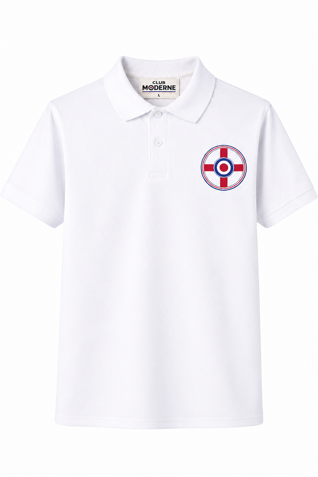 England White Polo Shirt Crest